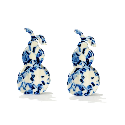 Molla per Capelli a Forma di Zucca in Acetato Nuovo Stile Cinese Motivo Porcellana Blu e Bianca Vintage per Donna