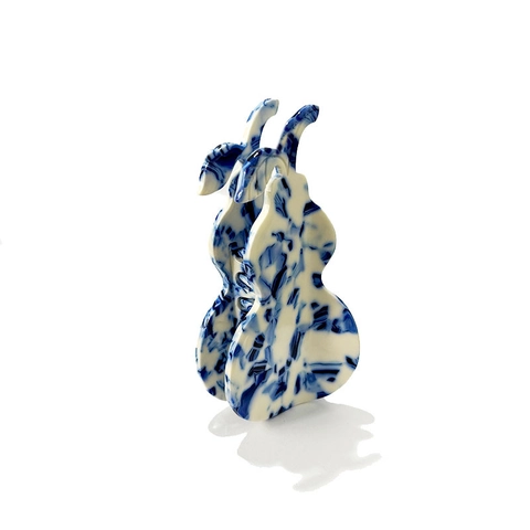 Molla per Capelli a Forma di Zucca in Acetato Nuovo Stile Cinese Motivo Porcellana Blu e Bianca Vintage per Donna
