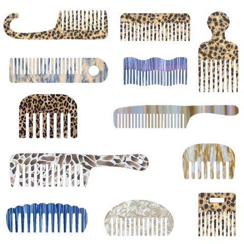 Retro Acetate Cellulose Hair Comb Hair Claw Leopard Marble Pattern Elegant Hair Styling Accessories For Women Daily Party