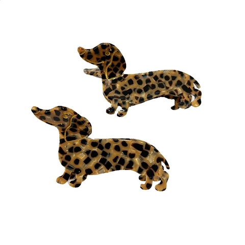 French Style Acetate Dachshund Dog Hair Claw Clip Leopard Tortoiseshell Shark Clip Cute Animal Hair Accessory For Women