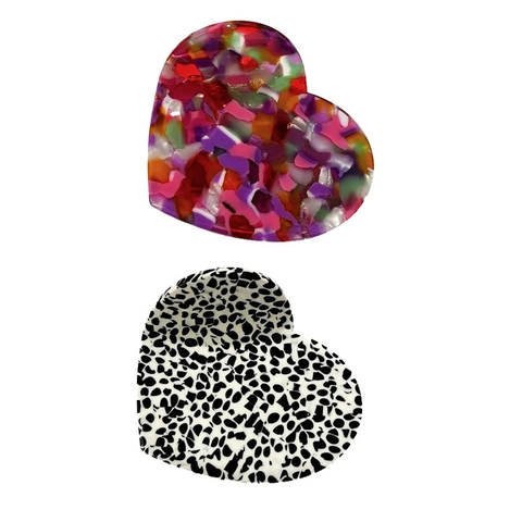 French Minimalist Heart Shape Acetate Hair Claw Clip For Women High Sense Shark Clip Spotted Marble Pattern Hair Accessory