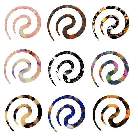 Pinza para el Pelo en Espiral de Acetato de Celulosa Minimalista Francés Moldeador de Moños Invisible Patrón de Carey Mármol Accesorio Mujer