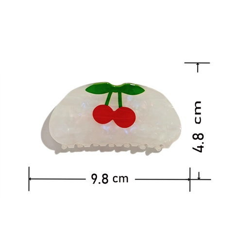 Pinza de Pelo Francesa con Patrón de Cereza para Mujer PVC Brillo Perlado Pinza Grande Semicircular Accesorios para Pelo