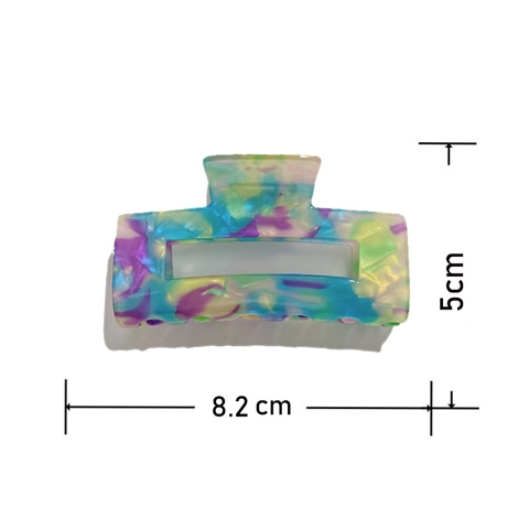 Pinza para el Cabello Minimalista Francés Rectangular Calado PVC Mármol Floral Cuadros Geométrico Grande para Mujeres