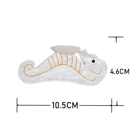 Molla per Capelli a Forma di Cavalluccio Marino in Stile Francese Acrilico Bianco Onda d'Acqua Accessori per Capelli Moda Donna