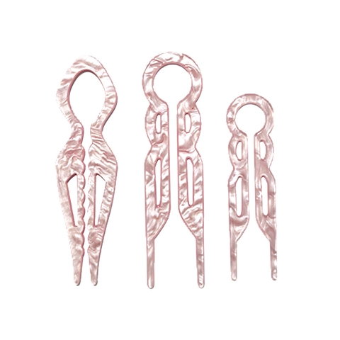 Französischer Stil Acetat U-Förmige Haarnadel Für Damen Eleganter Marmor Muster Minimalistische Haargabel Dutt Styling Tool