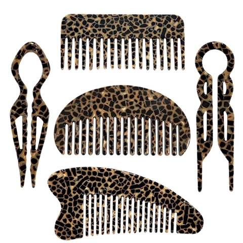 Forcina per Capelli in Acetato Francese Stampa Leopardata a Forma di U Pettine per Capelli Tartarugato per Donna Accessori Eleganti