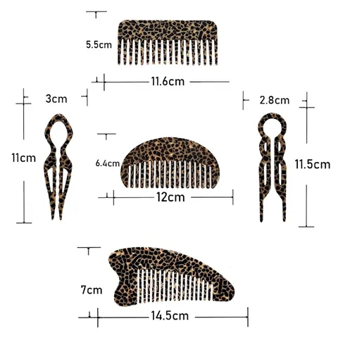 Forcina per Capelli in Acetato Francese Stampa Leopardata a Forma di U Pettine per Capelli Tartarugato per Donna Accessori Eleganti