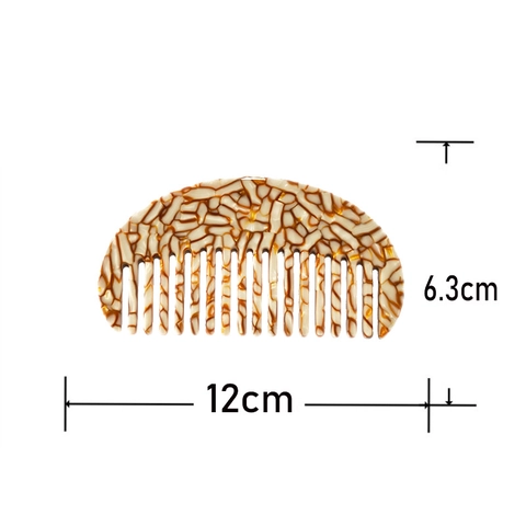 Franse Vintage Acetaat Haarkam Half Rond Luipaardprint Marmer Patroon Haar Styling Tool Haaraccessoires Voor Vrouwen