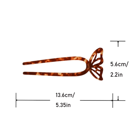 Horquilla de Mariposa de Acetato Vintage para Mujer Nuevo Estilo Chino Mariposa Hueca Horquilla de Pelo Elegante Estampado Floral de Leopardo Accesorios para el Cabello