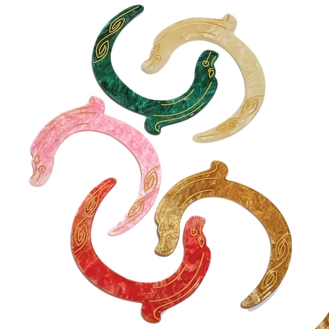 Forcina per Capelli Drago in Stile Cinese in Acrilico Vintage Intagliata a Forma di C per Donna Accessorio per lo Styling Hanfu Gioielli Tradizionali