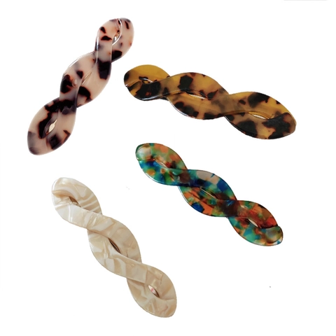 French Vintage Acetate Twist Hair Clip Romantic Tortoiseshell Marble Pattern Hairpin For Women Daily Styling Accessories