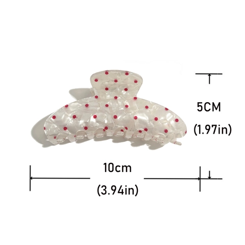 Pinza para el Cabello de Lunares Estilo Francés Clip de Tiburón de PVC Grande con Textura de Concha Accesorios Elegantes para Mujer