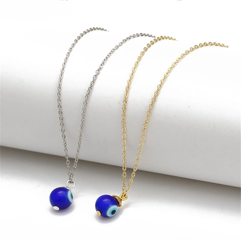 Collana Con Ciondolo Malocchio in Acciaio Inossidabile per Donna Occhio Blu Turco Portafortuna Catena Oro Argento Gioielli Regalo