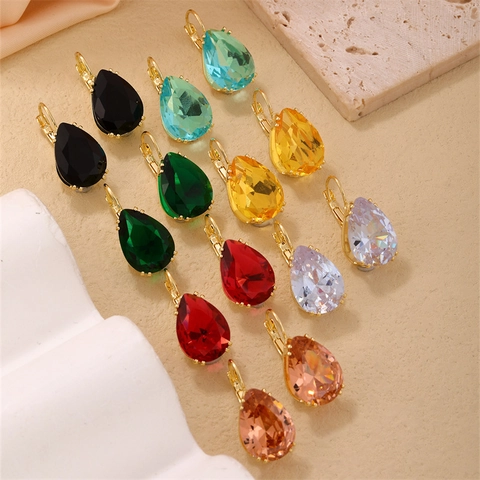 Orecchini a Goccia in Cristallo Artificiale Vintage Rame Placcato Oro Monachella a Pera Sfaccettata Orecchini Pendenti per Gioielli Donna