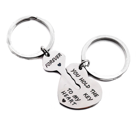 You Hold The Key To My Heart Forever Couples Porte-clés en Acier Inoxydable Collier Cœur Clé Pendentif Bijoux Saint-Valentin Cadeau
