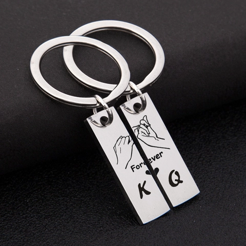 Set de Llaveros para Parejas de Acero Inoxidable Forever Love Promesa de Meñique Corazón Rey Reina Regalo de San Valentín