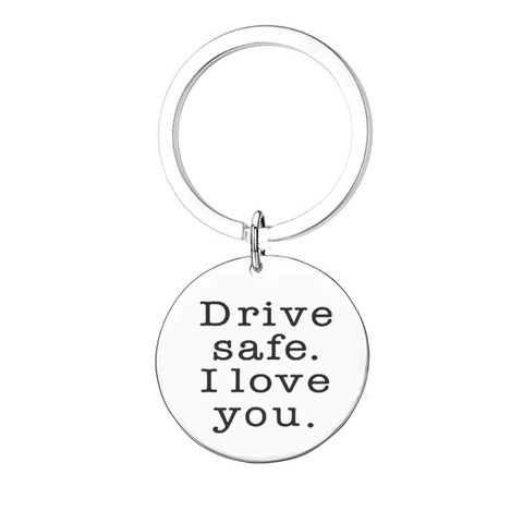 Drive Safe I Love You Gravierter Edelstahl Runder Schlüsselanhänger Für Paare Freund Freundin Metall Schlüsselring Geschenk
