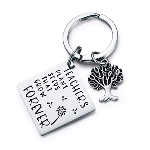 Llavero De Acero Inoxidable Para Profesor Con Dije De Árbol De La Vida Grabado Cita Inspiradora Regalo De Graduación Navidad