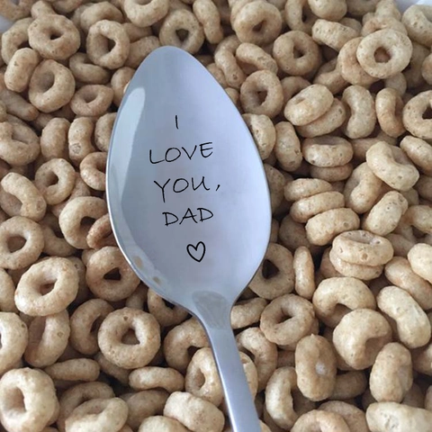 Cucchiaio in Acciaio Inossidabile Con Incisione I Love You Dad Motivo a Cuore Regalo per la Festa del Papà Cucchiaio da Dessert