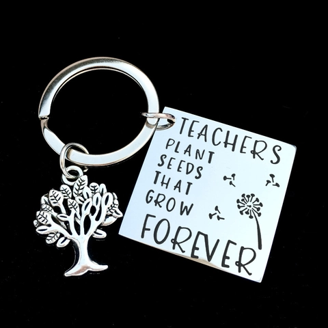 Llavero De Acero Inoxidable Para Profesor Con Dije De Árbol De La Vida Grabado Cita Inspiradora Regalo De Graduación Navidad