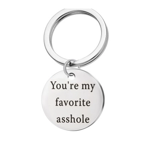 Gegraveerde Roestvrijstalen Sleutelhanger Grappige Humor Quote Ronde Hanger Sleutelring Voor Man Vrouw Valentijn Cadeau