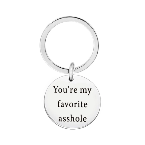 Gegraveerde Roestvrijstalen Sleutelhanger Grappige Humor Quote Ronde Hanger Sleutelring Voor Man Vrouw Valentijn Cadeau