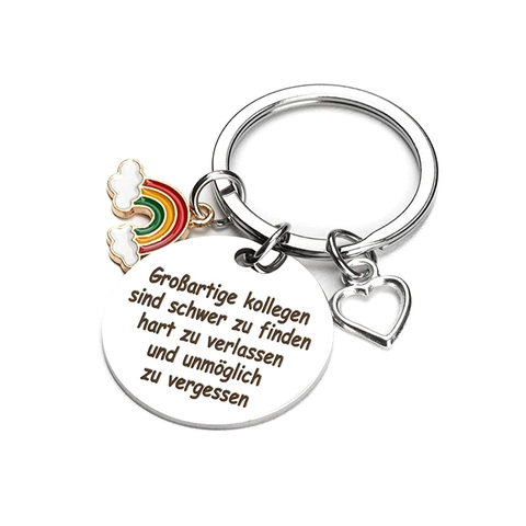 Portachiavi in Acciaio Inossidabile Cuore Arcobaleno Regalo Colleghi Apprezzamento Addio Portachiavi per Donna Uomo