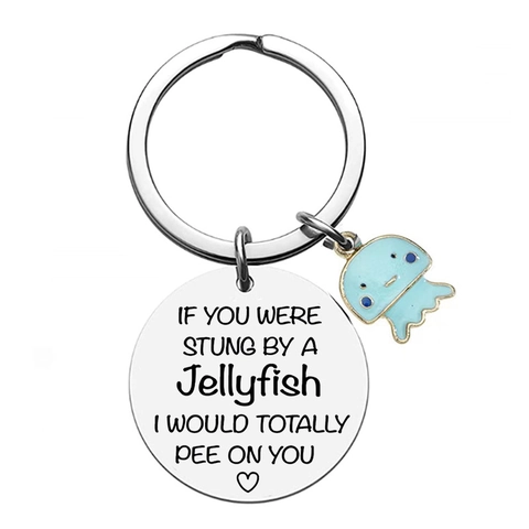 Lustiger Qualle Edelstahl Schlüsselanhänger Mit Graviertem Spruch Enamel Zinklegierung Schlüsselring Geschenk Für Freunde