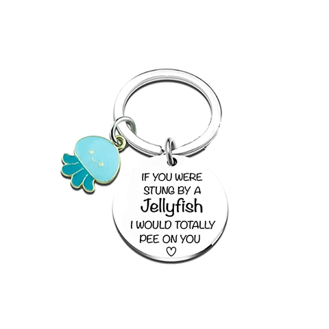 Lustiger Qualle Edelstahl Schlüsselanhänger Mit Graviertem Spruch Enamel Zinklegierung Schlüsselring Geschenk Für Freunde