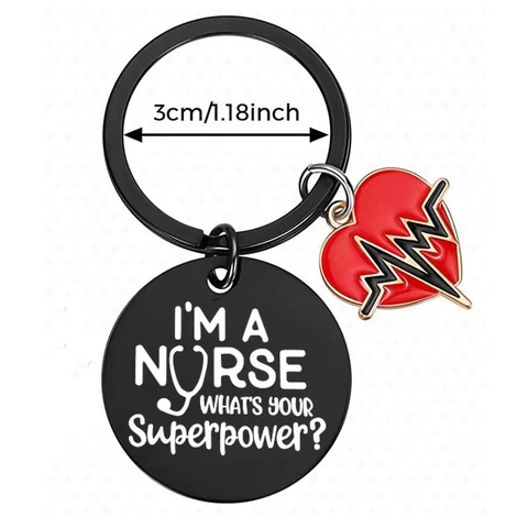 Nurse Appreciation Gift Stainless Steel Keychain I'm A Nurse Heart EKG Pattern Medical Themed Engraved Keyring For Women Men
