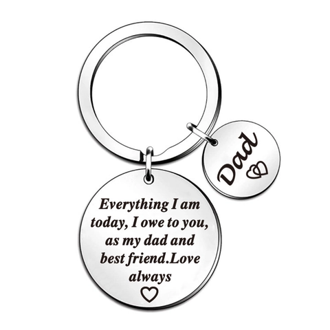 Roestvrij Stalen Gegraveerde Sleutelhanger Mom Dad Everything I Am Today Hart Hanger Sleutelhanger Sieraden Voor Moeder Vaderdag Cadeau