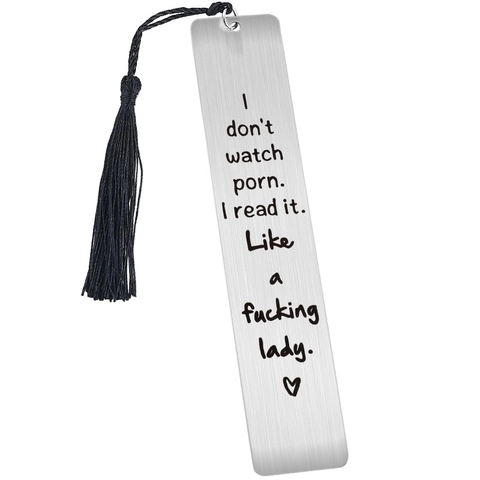 Humorous Stainless Steel Bookmark Laser Engraved Quote With Black Tassel Feather Chain Gift For Book Lovers Readers