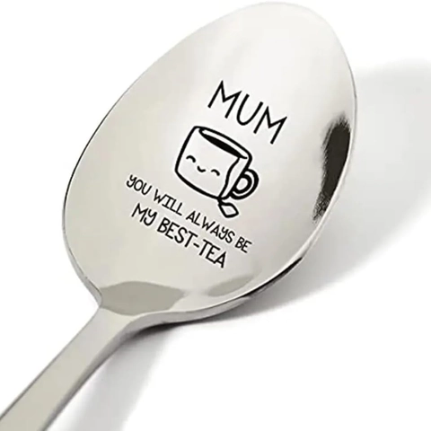 Cuillère à Café en Acier Inoxydable Gravée Cadeau Personnalisé Fête des Mères Pères Poli Miroir Cuillère à Dessert Thé