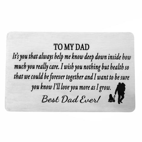 Stainless Steel Laser Engraved Wallet Insert Card Anniversary Birthday Gift For Dad Husband Stepfather Metal Gift Card