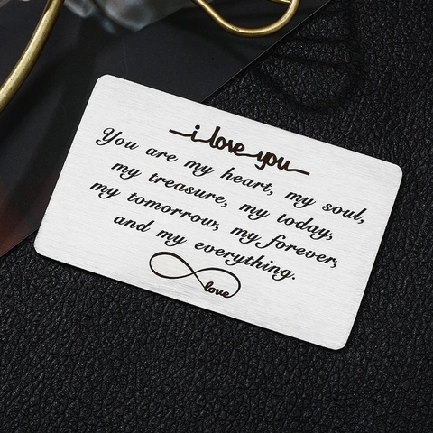 Stainless Steel Laser Engraved Wallet Insert Card Anniversary Birthday Gift For Dad Husband Stepfather Metal Gift Card