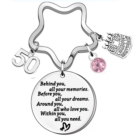 Edelstahl Geburtstag Schlüsselanhänger Mit Rosa Strass Sternring Inspirierendes Zitat Kuchen Anhänger Geschenk Für Damen Mädchen
