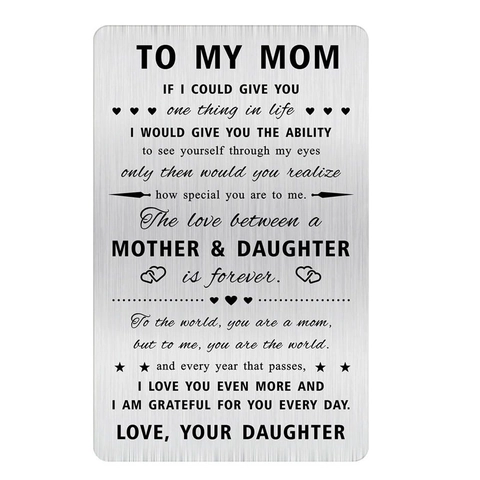 Tarjeta de Inserción de Cartera Grabada de Acero Inoxidable para Mi Madre Regalo Sentimental del Día de la Madre de Hijo Hija