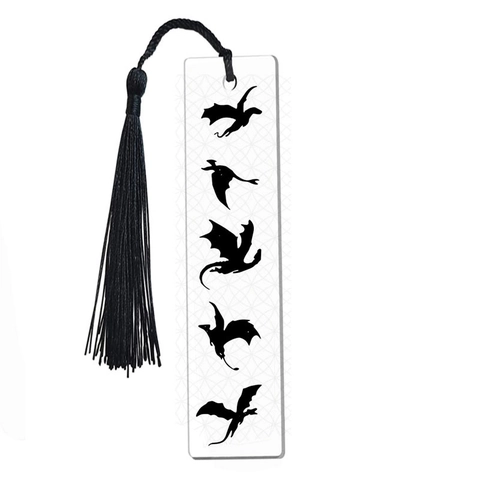 Fantasy Drachen Silhouette Leder Quaste Lesezeichen Bedrucktes Drachenmuster Buchmarke Für Bücherliebhaber Geschenk Schreibwaren Zubehör