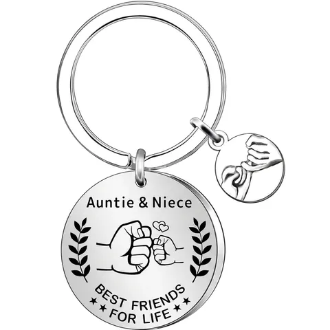 Porte-clés en Acier Inoxydable Avec Citation Émotionnelle Pendentif Cœur Rond Breloques en Strass Cadeau Père Mère Fille