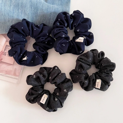 Coletero Vintage Con Estampado Floral Y Lunares Accesorios Para El Cabello De Tela Con Colgante Metálico Hecho A Mano Mujer