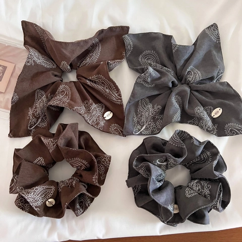 Vintage Paisley Pattern Fabric Scrunchies For Women Korean Style Floral Print Hair Ties Bowknot Hair Accessories Gift