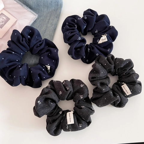 Coletero Vintage Con Estampado Floral Y Lunares Accesorios Para El Cabello De Tela Con Colgante Metálico Hecho A Mano Mujer