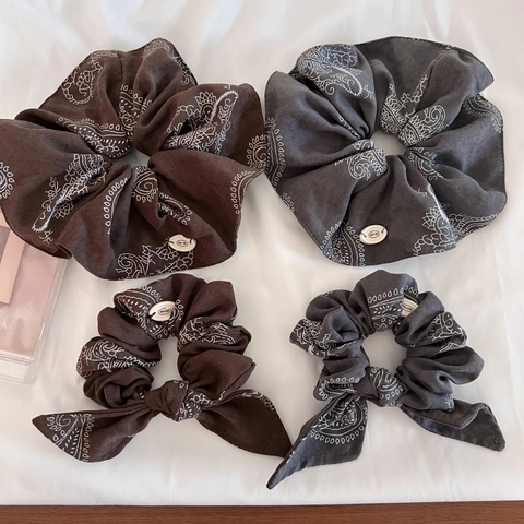 Vintage Paisley Pattern Fabric Scrunchies For Women Korean Style Floral Print Hair Ties Bowknot Hair Accessories Gift