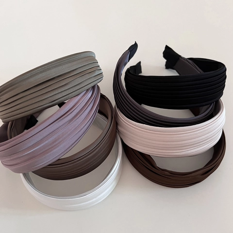 Fascia per Capelli in Raso Plissettata a Tesa Larga in Stile Francese Elegante Cerchietto per Capelli Versatile per Donna