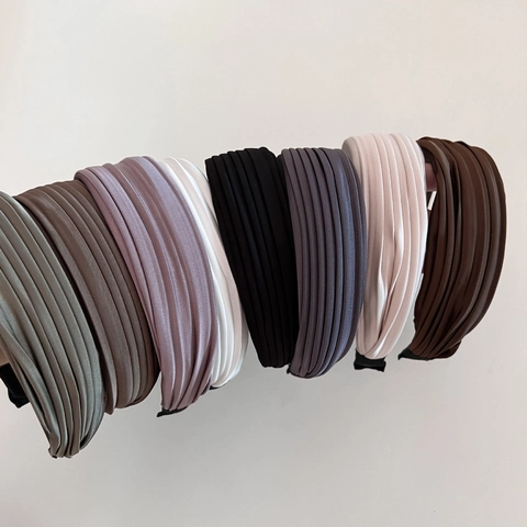 Fascia per Capelli in Raso Plissettata a Tesa Larga in Stile Francese Elegante Cerchietto per Capelli Versatile per Donna