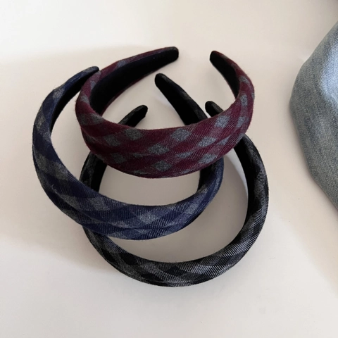 Retro Karomuster Wollen Scrunchie Elastisches Haarband Und Breiter Kariert Haarreif Für Damen Herbst Winter Koreanischer Stil Haarschmuck