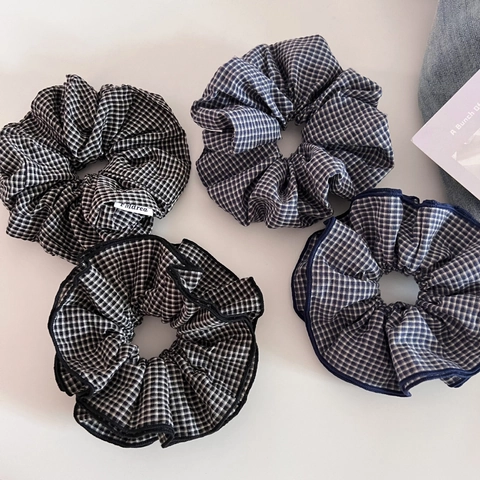 Koreanischer Stil Stoff Karierte Haargummis Gingham Falten Haarbänder Für Damen Täglich Handgefertigt Ponytail Halter Haarschmuck