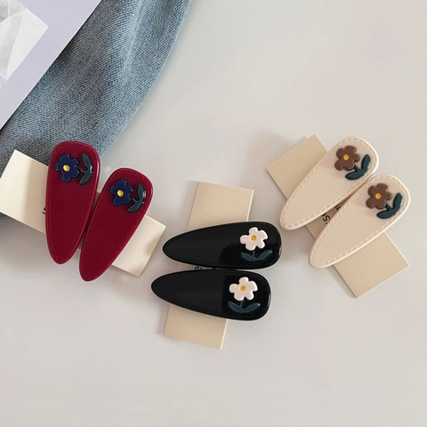 Korean Style Acetate Water Drop Flower Hair Clip Elegant Handmade Floral Duckbill Side Clip Sweet Hair Accessories For Women