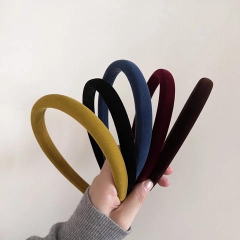 Vintage Velvet Padded Sponge Headband For Women High Top Solid Color Hair Band Elegant French Style Hair Accessories
